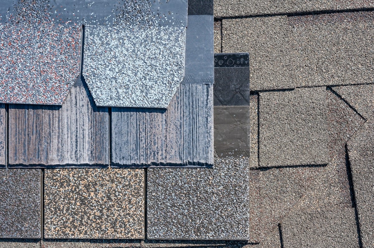 Assorted selection of synthetic roof shingles