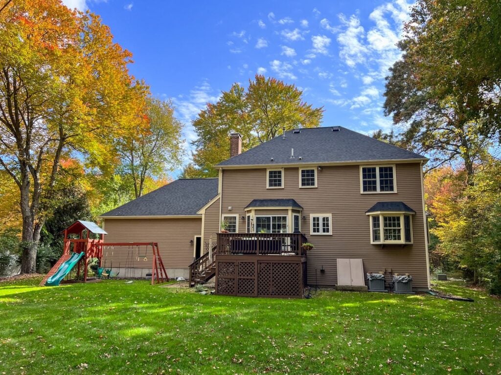 hip roofing back of house